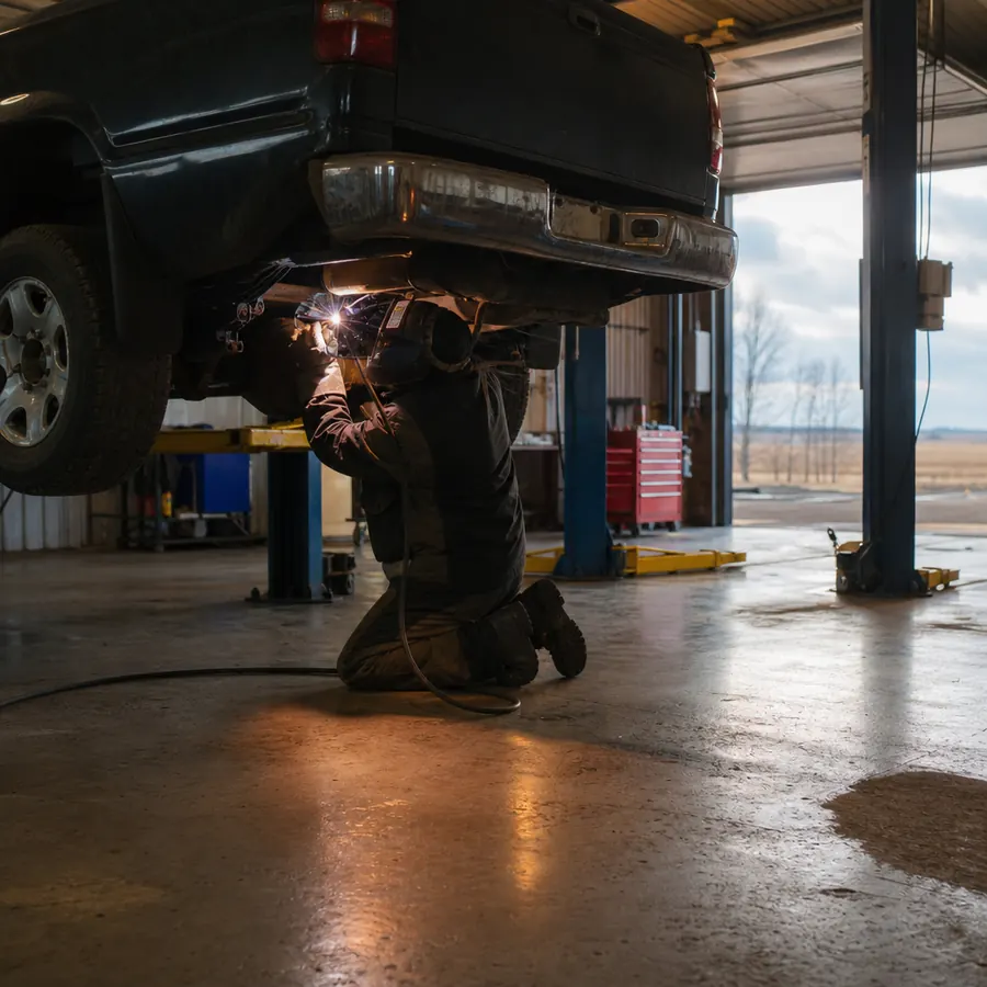 Exhaust section welded in-house